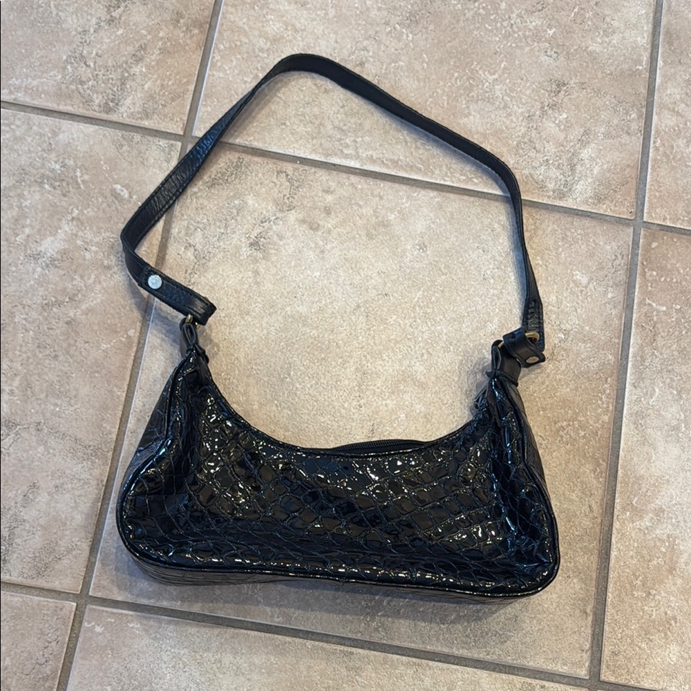 Talk of the Walk Black Glittery Crescent Shoulder Bag